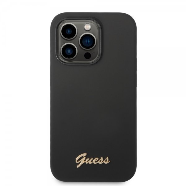 Guess iPhone 14 Pro Max Skal Liquid Silicone Metal Logo Svart