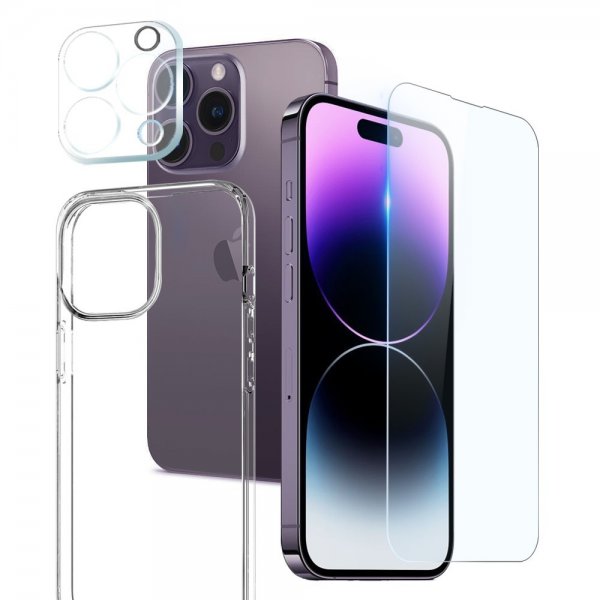 Northjo iPhone 14 Pro Max Skal med Skärmskydd och Kameraskydd 3-i-1