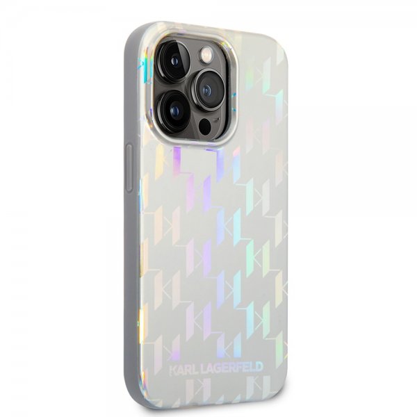 Karl Lagerfeld iPhone 14 Pro Max Skal Monogram Iridescent Silver