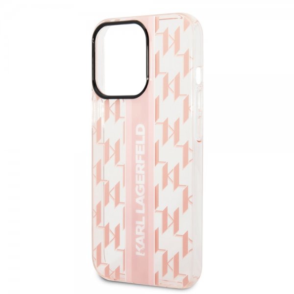 Karl Lagerfeld iPhone 14 Pro Max Skal Monogram Vertical Stripe Rosa