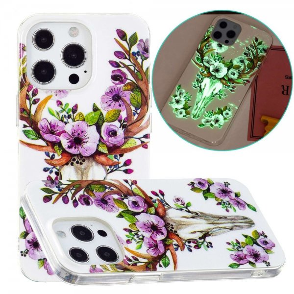 iPhone 14 Pro Max Skal Motiv Blommor och Hjort