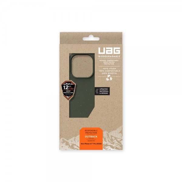 Urban Armor Gear (UAG) iPhone 14 Pro Max Skal Outback Biodegradable Cover Olive