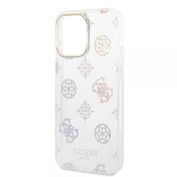 Guess iPhone 14 Pro Max Skal Peony Glitter Vit