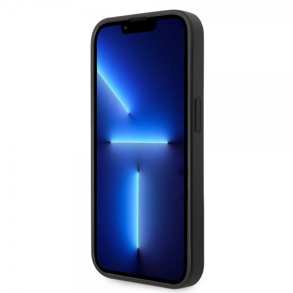 Guess iPhone 14 Pro Max Skal Saffiano Metal Logo Stripes Svart