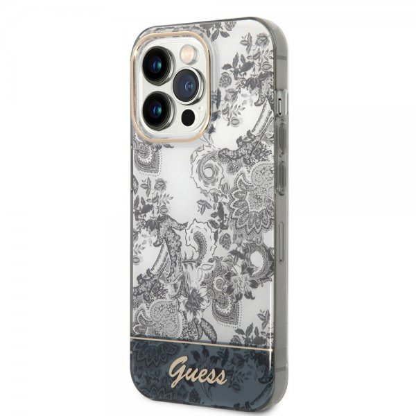Guess iPhone 14 Pro Max Skal Toile de Jouy Grå