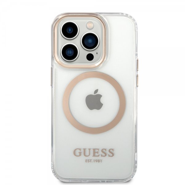 Guess iPhone 14 Pro Max Skal Transparent MagSafe Guld Transparent