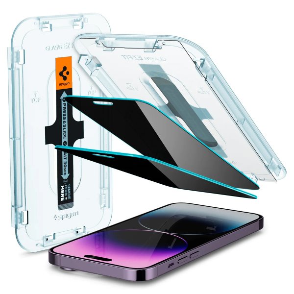 Spigen iPhone 14 Pro Max Skärmskydd GLAS.tR EZ Fit Privacy 2-pack