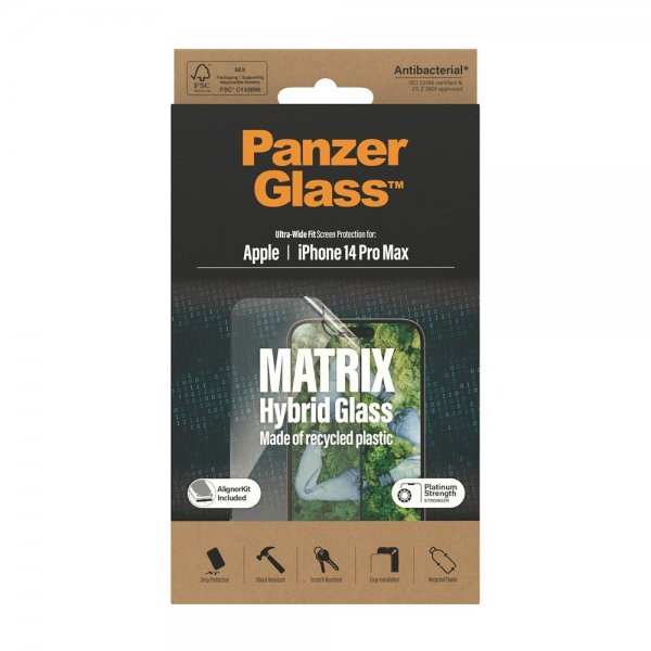 PanzerGlass iPhone 14 Pro Max Skärmskydd Matrix Hybrid Glass EasyAligner