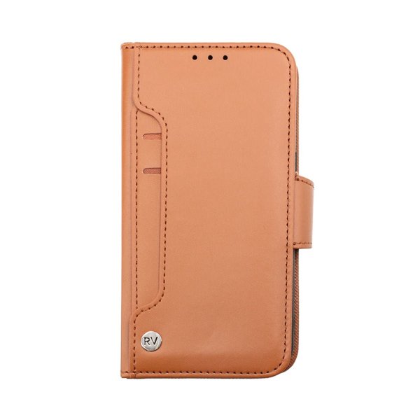 Rvelon iPhone 14 Pro Fodral Utfällbart Kortfack Brun