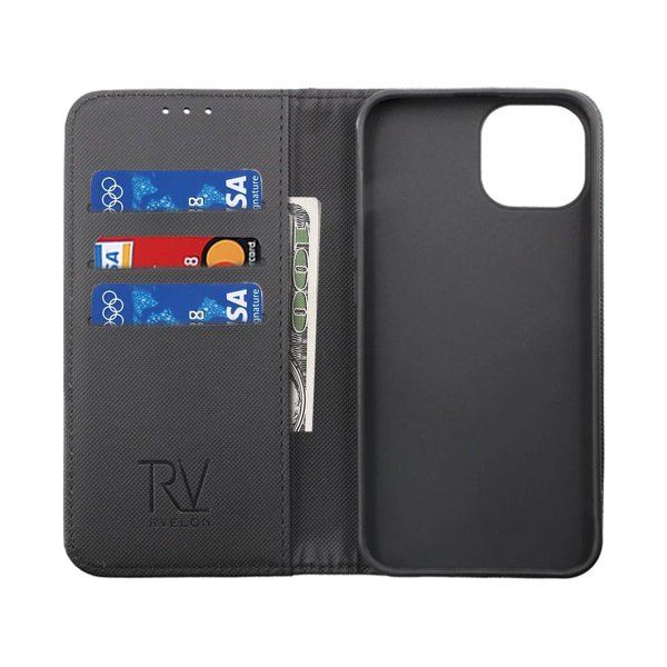 Rvelon iPhone 14 Pro Fodral Utfällbart Kortfack Svart