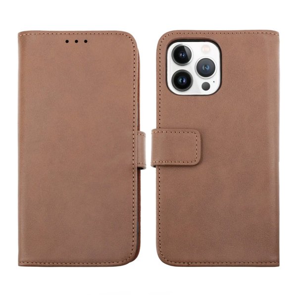 Rvelon iPhone 14 Pro Fodral Äkta läder Kortfack Brun