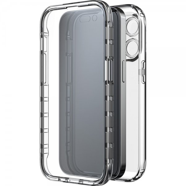 Black Rock iPhone 14 Pro Skal 360° Real Glass Case Svart Klar