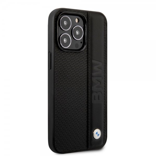 BMW iPhone 14 Pro Skal Big Logo Stripe Svart