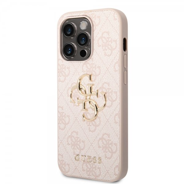 Guess iPhone 14 Pro Skal Big Metal Logo Rosa