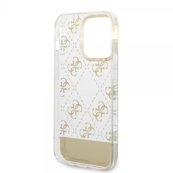 Guess iPhone 14 Pro Skal Bottom Stripe Script Logo Guld