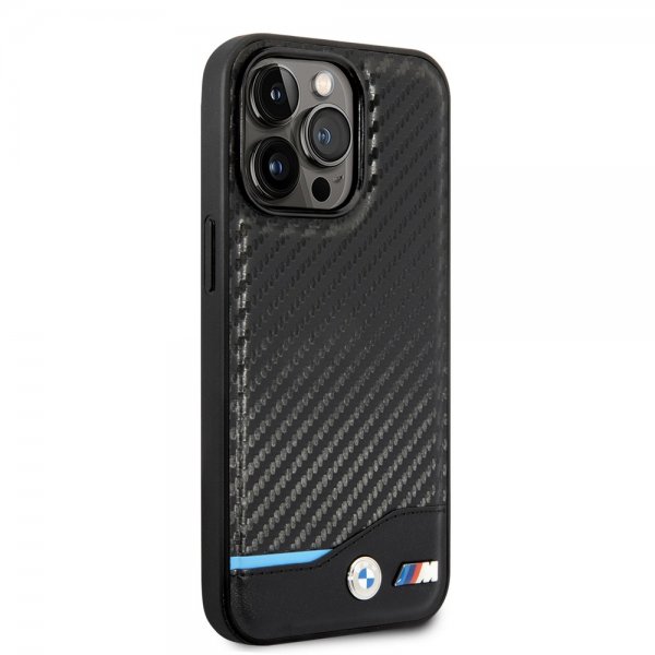 BMW iPhone 14 Pro Skal Carbon Effect Printed Logo Svart