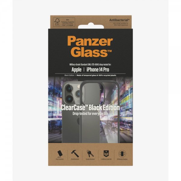 PanzerGlass iPhone 14 Pro Skal ClearCase Black Edition