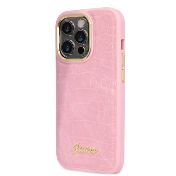 Guess iPhone 14 Pro Skal Croco Rosa