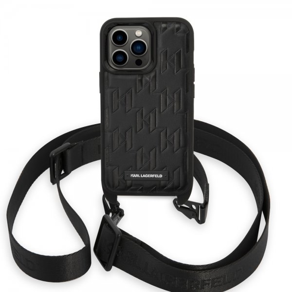Karl Lagerfeld iPhone 14 Pro Skal Crossbody Strap Svart