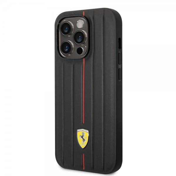 Ferrari iPhone 14 Pro Skal Embossed Stripes Röd