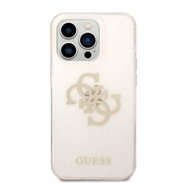 Guess iPhone 14 Pro Skal Full Glitter Guld