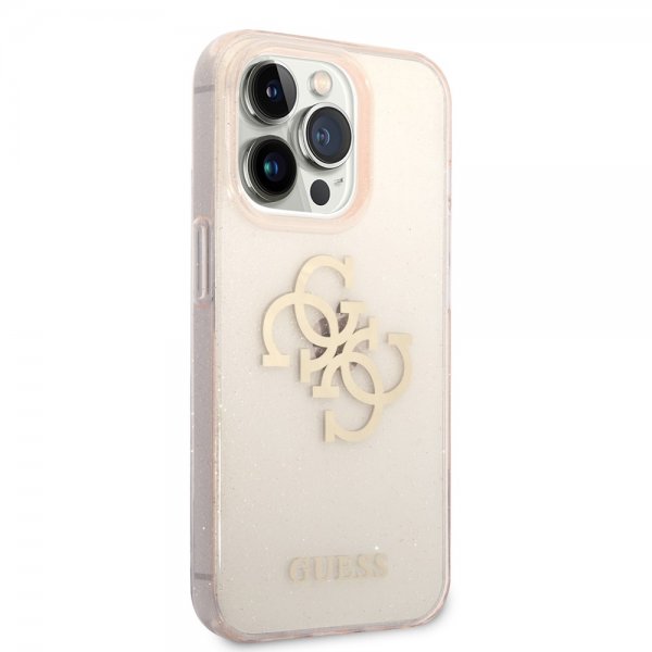Guess iPhone 14 Pro Skal Full Glitter Guld