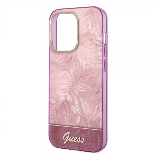 Guess iPhone 14 Pro Skal Jungle Rosa