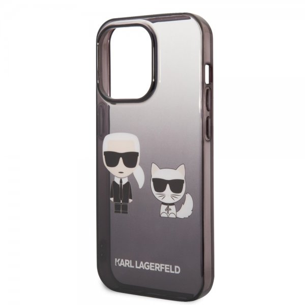 Karl Lagerfeld iPhone 14 Pro Skal Karl & Choupette Gradient Svart