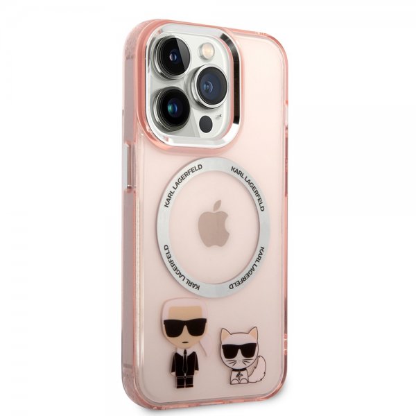 Karl Lagerfeld iPhone 14 Pro Skal Karl & Choupette MagSafe Rosa
