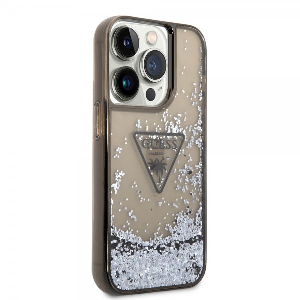 Guess iPhone 14 Pro Skal Liquid Glitter Translucent Svart