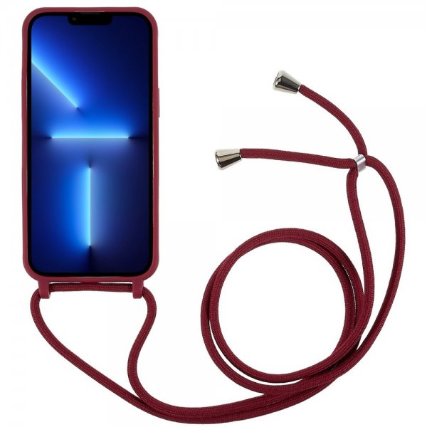 iPhone 14 Pro Skal med Strap Röd