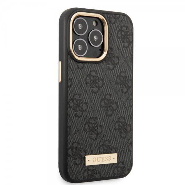 Guess iPhone 14 Pro Skal Metal Plate Logo MagSafe Svart