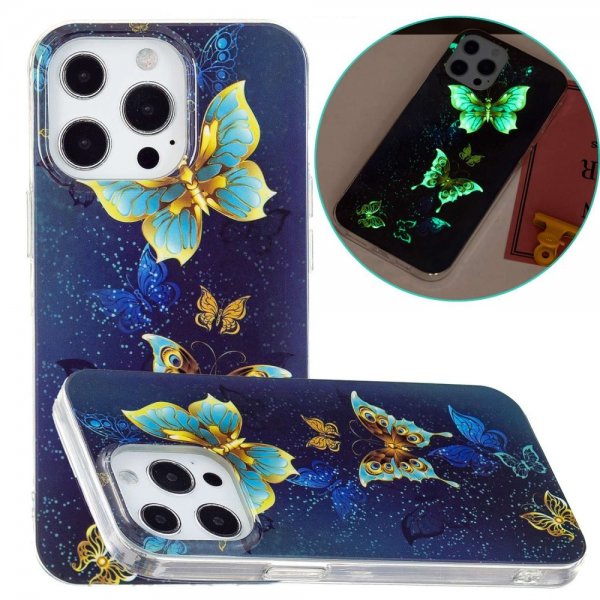 iPhone 14 Pro Skal Motiv Guldiga Fjärilar