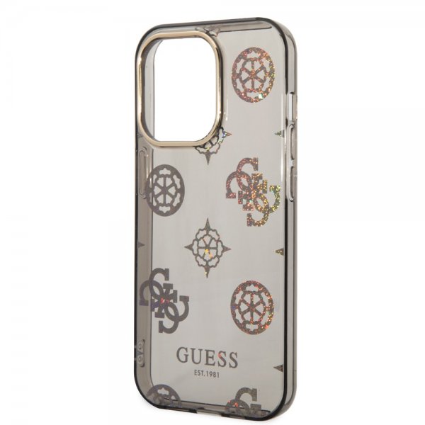 Guess iPhone 14 Pro Skal Peony Glitter Svart