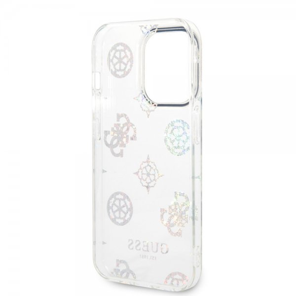 Guess iPhone 14 Pro Skal Peony Glitter Vit