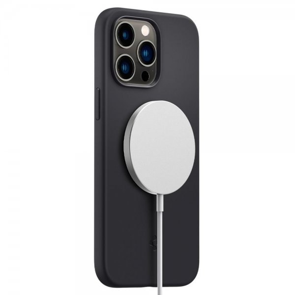 Spigen iPhone 14 Pro Skal Silicone Fit MagFit Svart