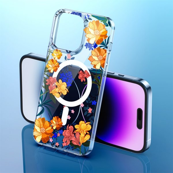iPhone 14 Pro Skal Spring Series MagSafe Röda Blommor