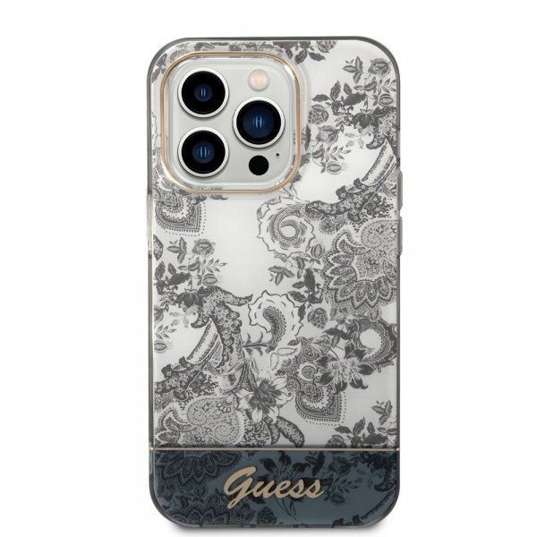 Guess iPhone 14 Pro Skal Toile de Jouy Grå
