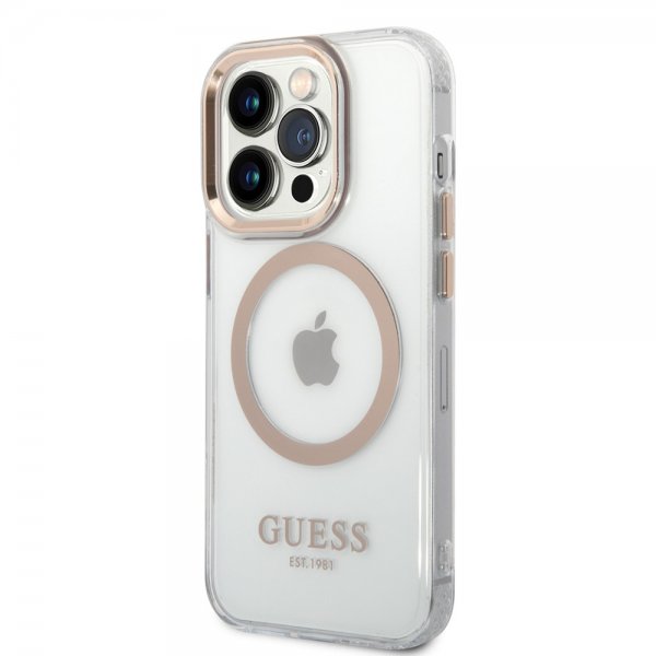 Guess iPhone 14 Pro Skal Transparent MagSafe Guld Transparent
