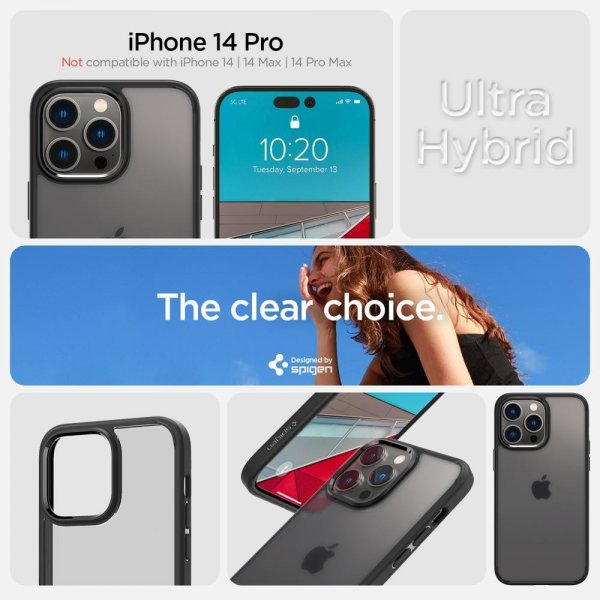 Spigen iPhone 14 Pro Skal Ultra Hybrid Frost Black