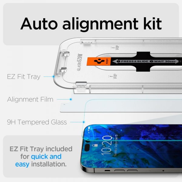 Spigen iPhone 14 Pro Skärmskydd GLAS.tR EZ Fit 2-pack