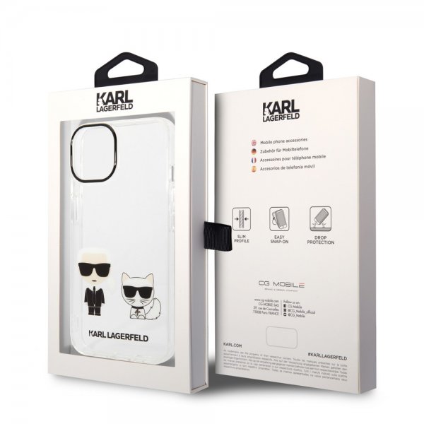 Karl Lagerfeld iPhone 14 Skal Karl & Choupette Gradient Vit