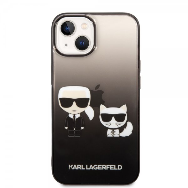 Karl Lagerfeld iPhone 14 Skal Karl & Choupette Gradient Svart