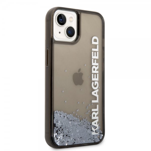 Karl Lagerfeld iPhone 14 Skal Liquid Glitter Translucent Svart