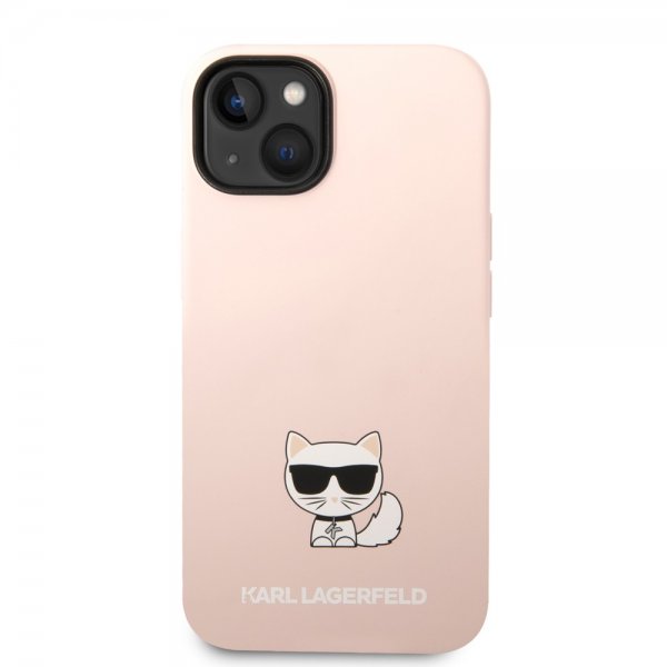 Karl Lagerfeld iPhone 14 Skal Liquid Silicone Choupette Rosa