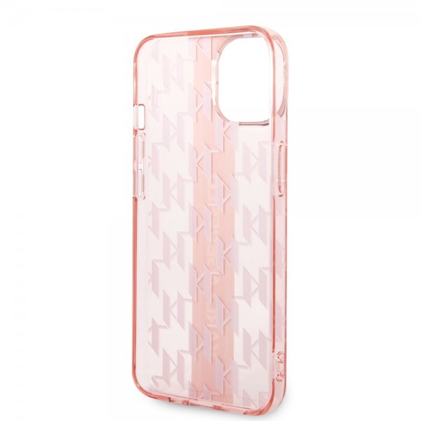 Karl Lagerfeld iPhone 14 Skal Monogram Vertical Stripe Rosa