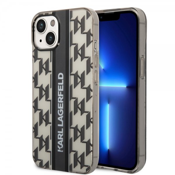 Karl Lagerfeld iPhone 14 Skal Monogram Vertical Stripe Svart