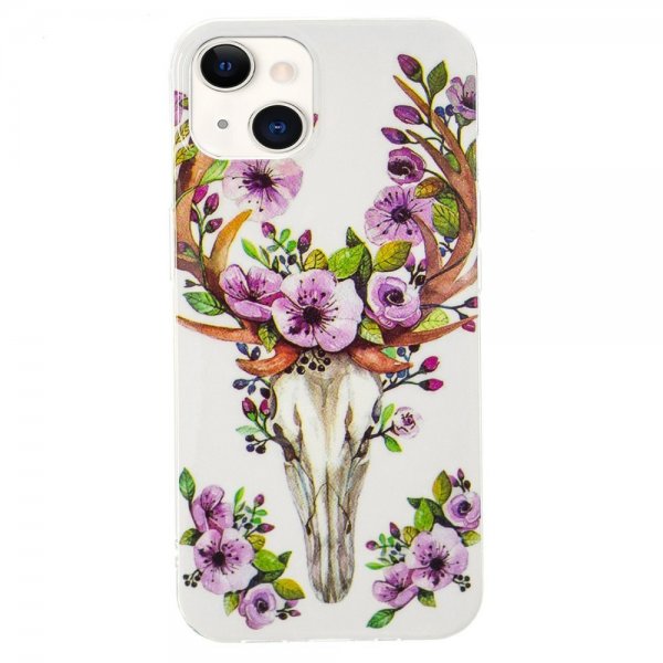 iPhone 14 Skal Motiv Blommor och Hjort