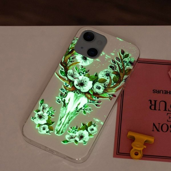iPhone 14 Skal Motiv Blommor och Hjort