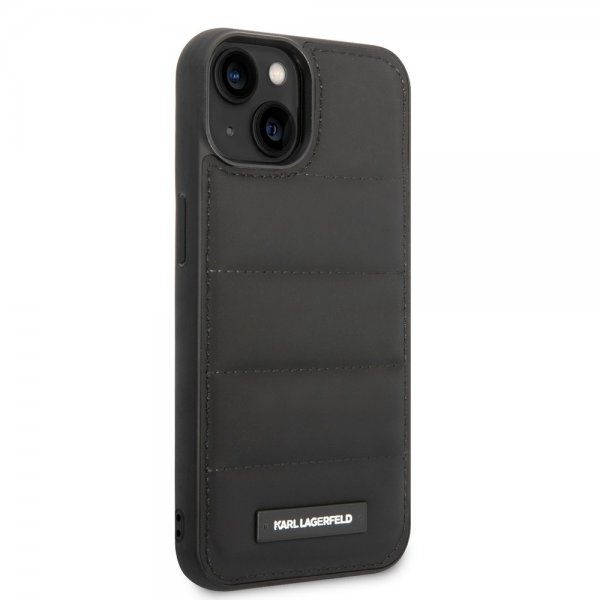 Karl Lagerfeld iPhone 14 Skal Quilted Nylon Puffy Case Logo Plate Svart